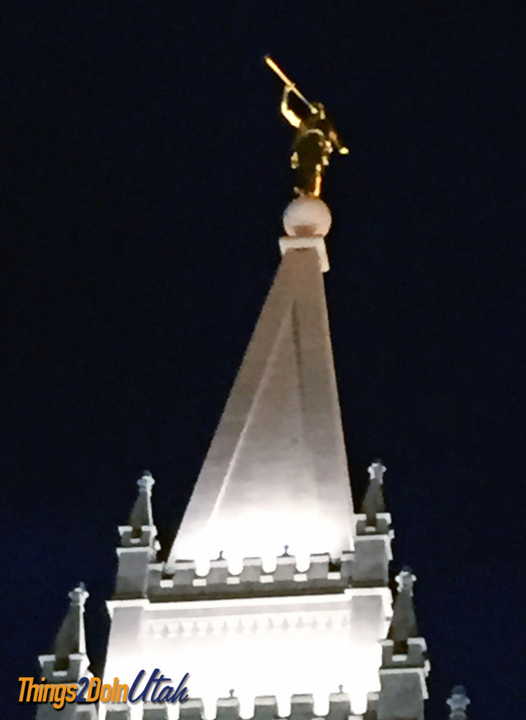 salt lake temple angel moroni at night