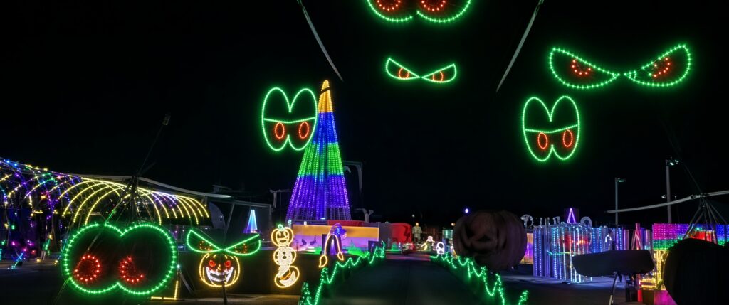 Drive through Halloween lights in West Jordan Utah.